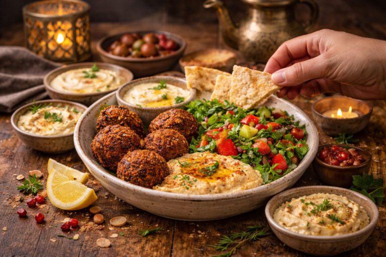 Falafel Bowl mit Hummus und Levante Marktsalat