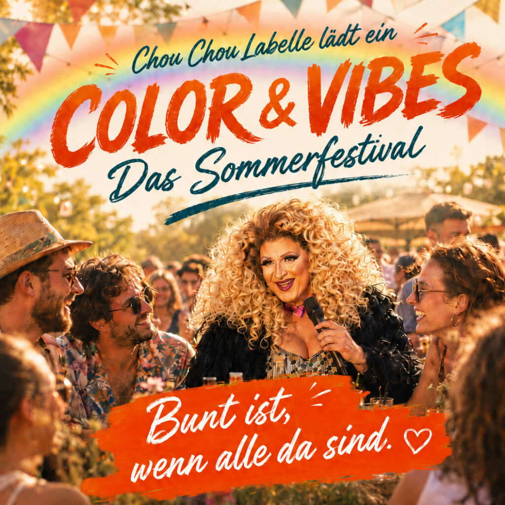 poster von einem festival in der wunderbar im sommer mit vielen glücklichen menschen und einer tollen sommerstimmung